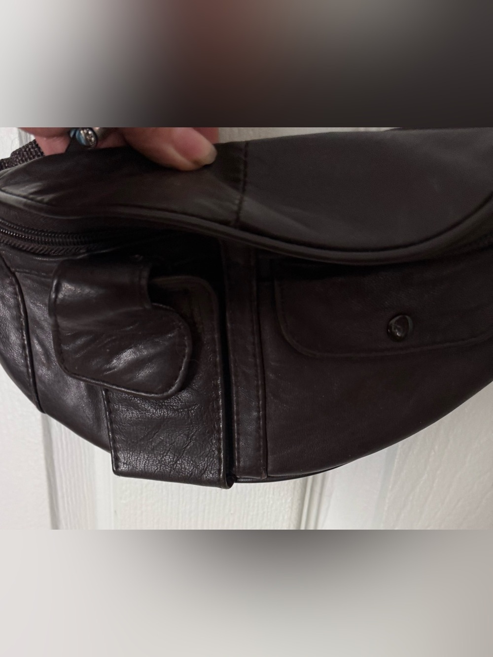 Brown Vintage Lambskin Leather Fanny Pack Waist Bag Belt Bag